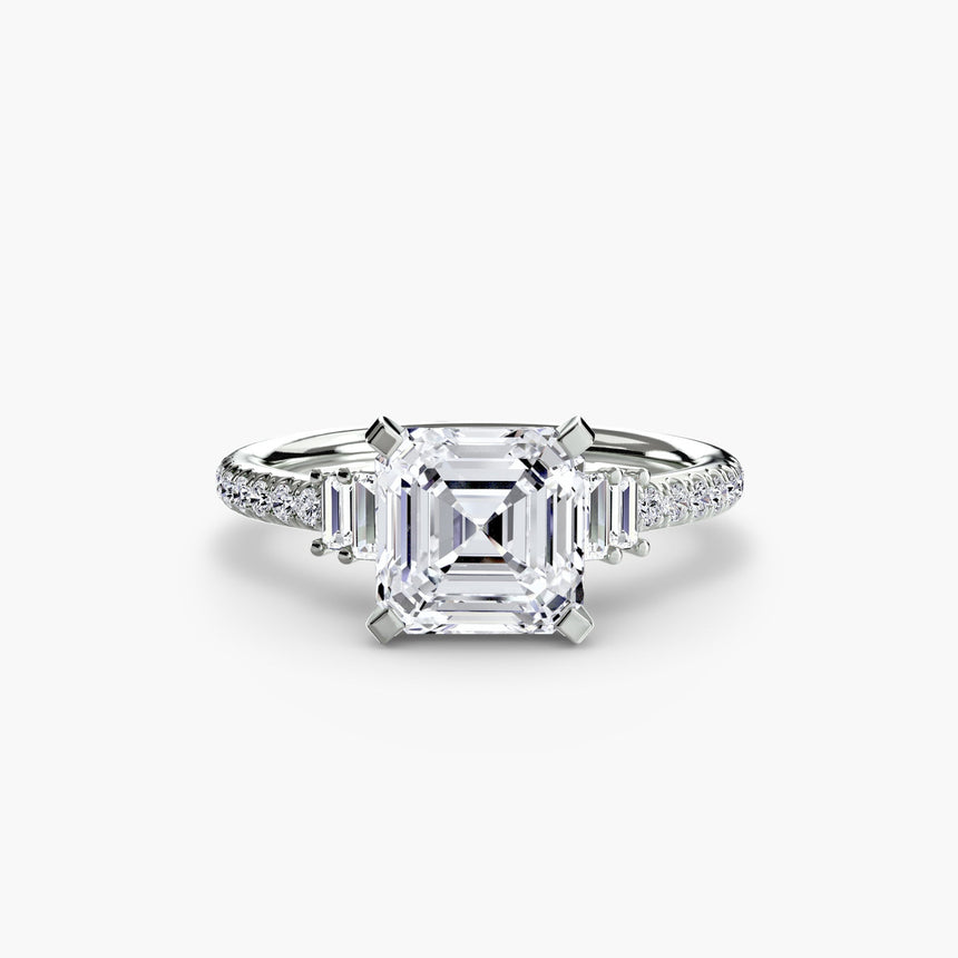 ÉCLAT – Asscher Cut Wide Pavé Solitaire Ring Setting in 950 Platinum | SARATTI