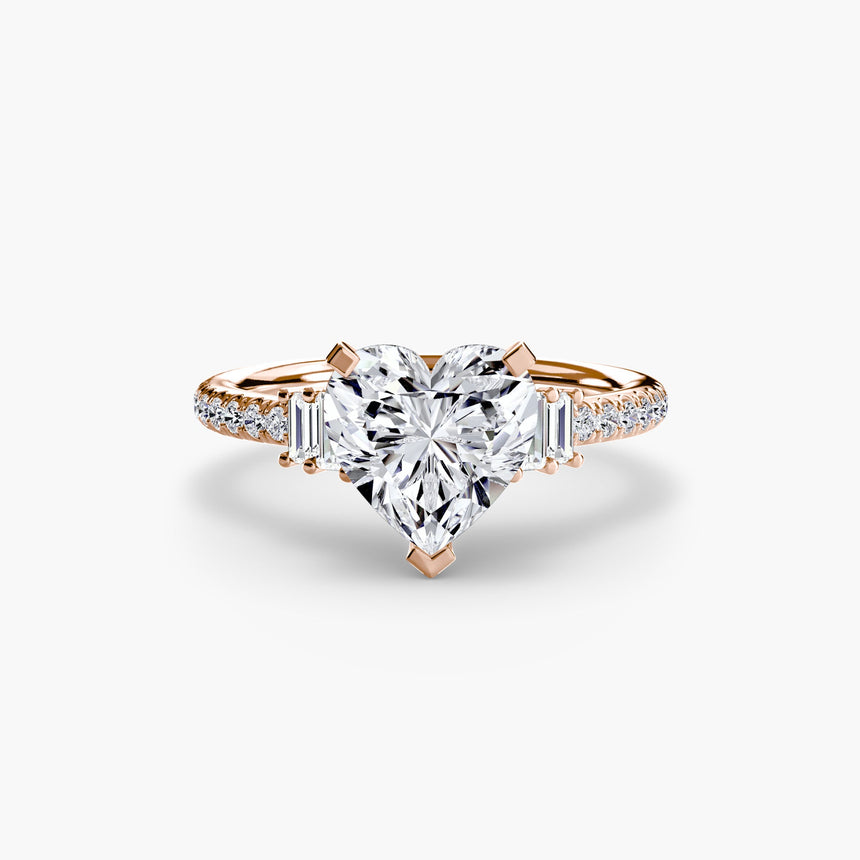 ÉCLAT Heart Cut Wide Pavé Solitaire Ring Setting in Rose Gold | SARATTI