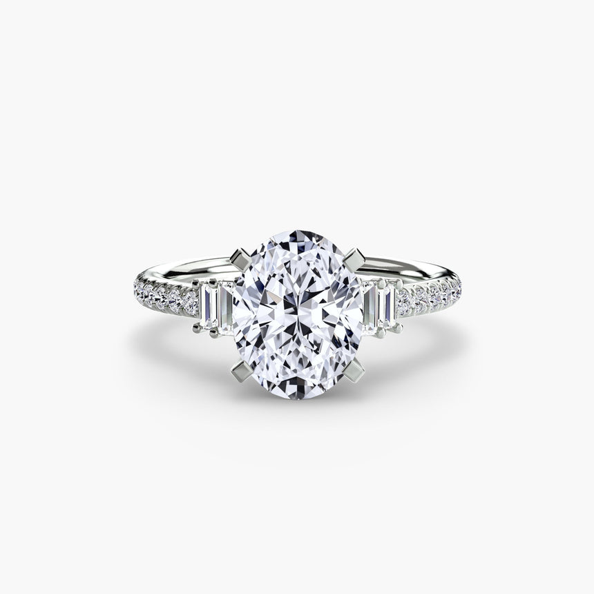 ÉCLAT Oval Cut wide pavé solitaire ring setting in 950 Platinum | SARATTI