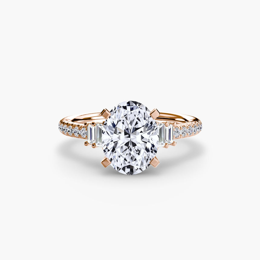 ÉCLAT Oval Cut wide pavé solitaire ring setting in Rose Gold | SARATTI