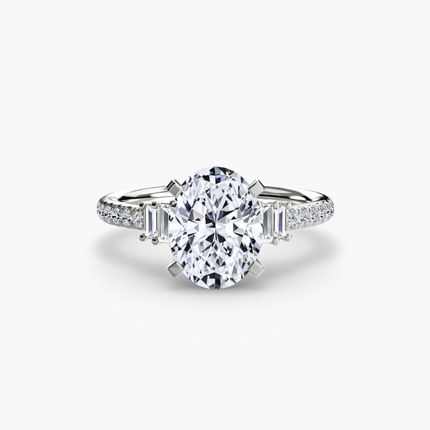 ÉCLAT Oval Cut wide pavé solitaire ring setting in White Gold | SARATTI