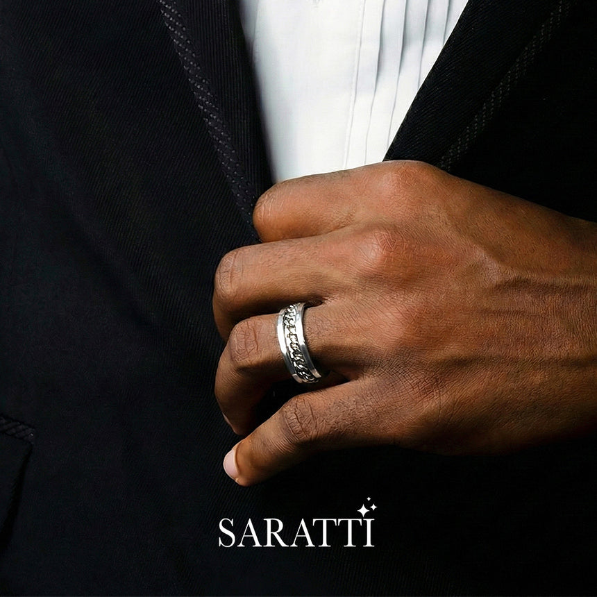 el cubano amarillo cuban link ring platinum 8mm | SARATTI