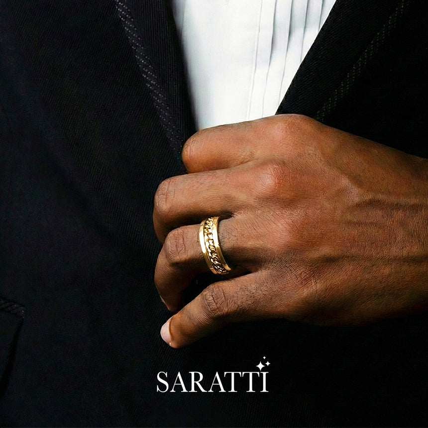 el cubano amarillo cuban link ring yellow gold 8mm | SARATTI