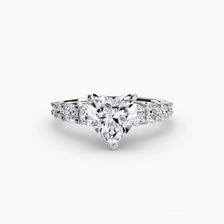 GRADUATED ACCENT Heart Cut Diamond Ring Setting in 950 Platinum | SARATTI