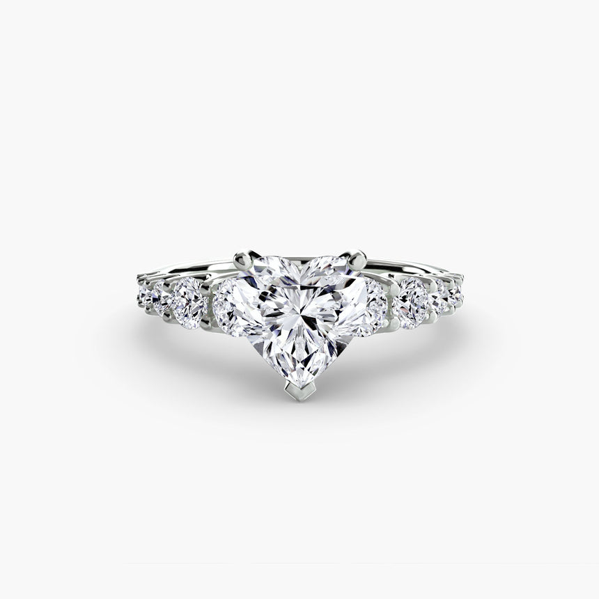 GRADUATED ACCENT Heart Cut Diamond Ring Setting in White Gold | SARATTI