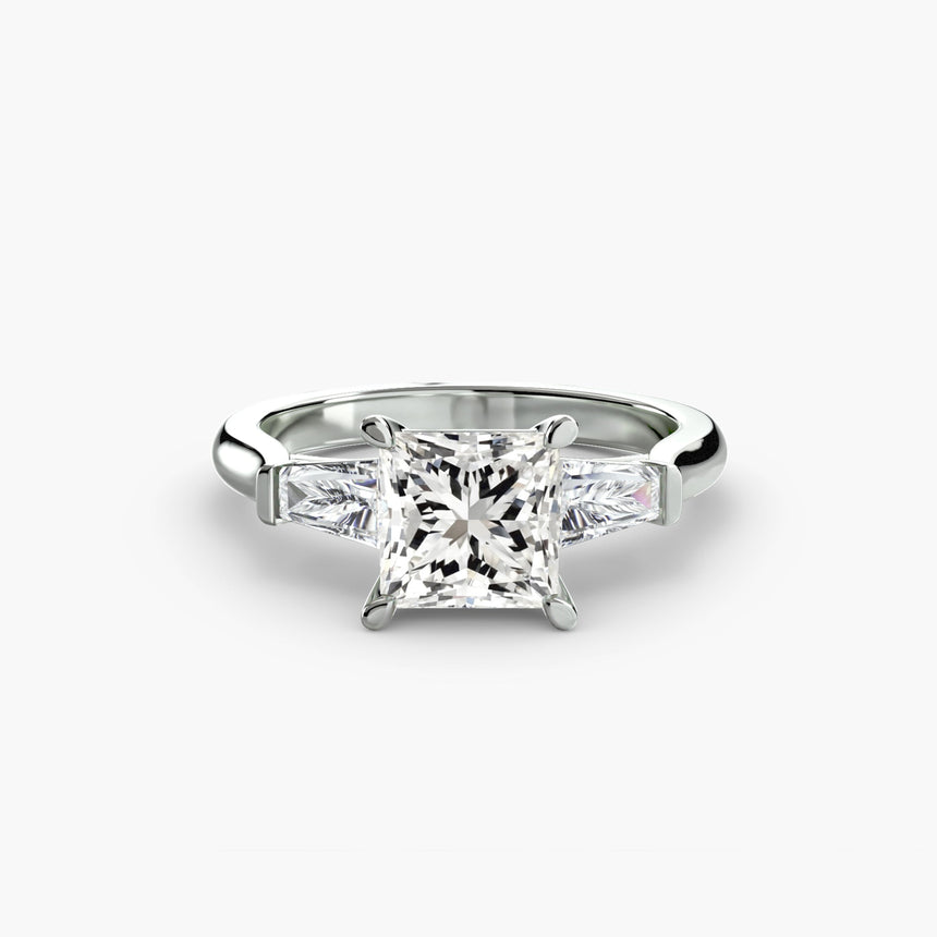 IMPERIAL – Princess Cut Baguette Three-Stone Ring Setting in 950 Platinum | SARATTI