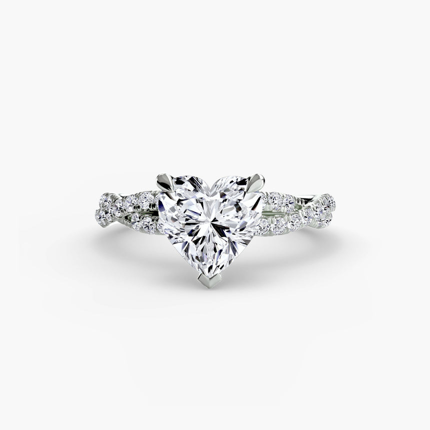 INFINITIÉ Heart Cut Twisted Pavé Solitaire Ring Setting in 950 Platinum | SARATTI