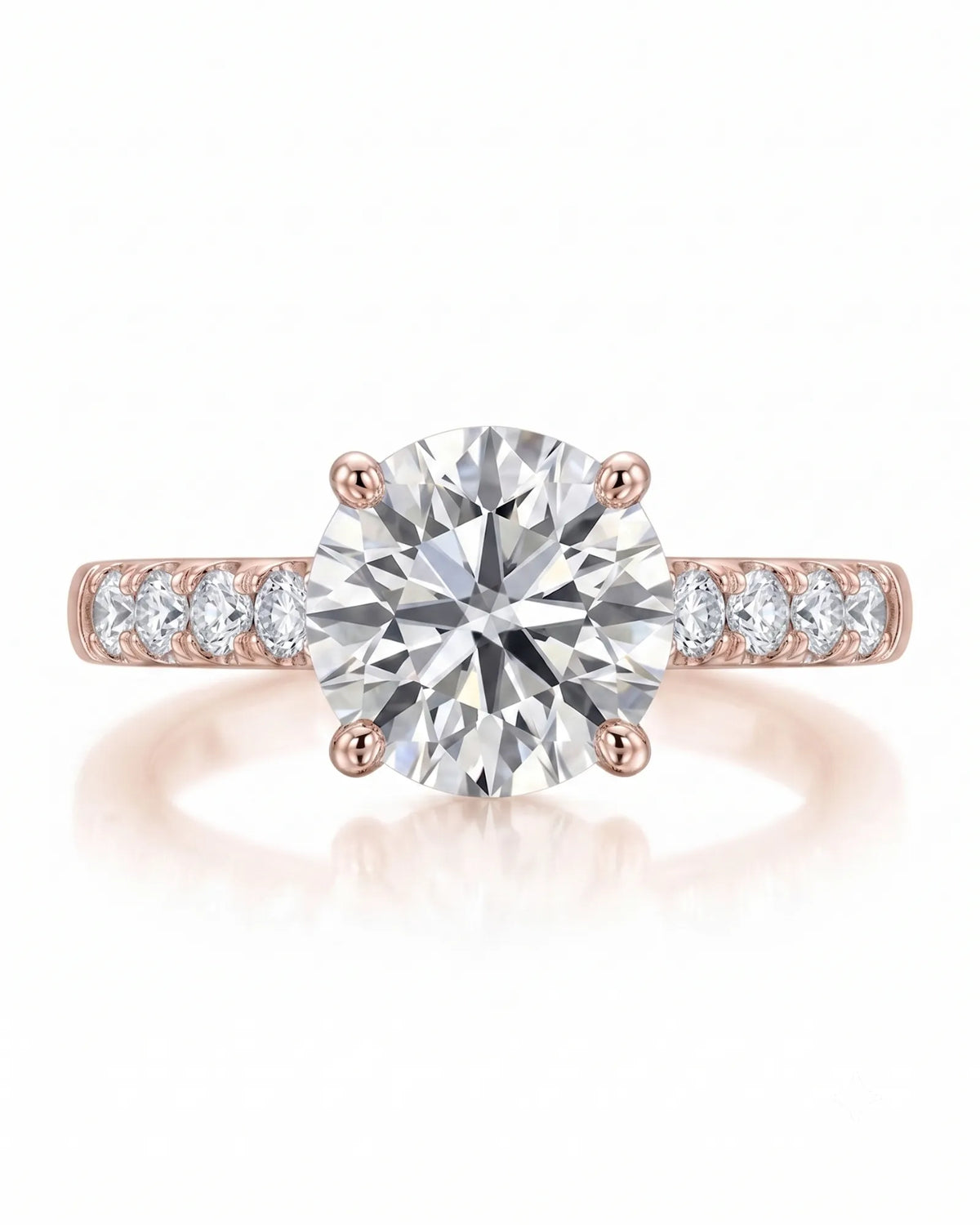 Jelena 1 carat F-colour oval natural diamond pavé solitaire ring in 18K rose gold, front view of oval centre and pavé shoulders | SARATTI