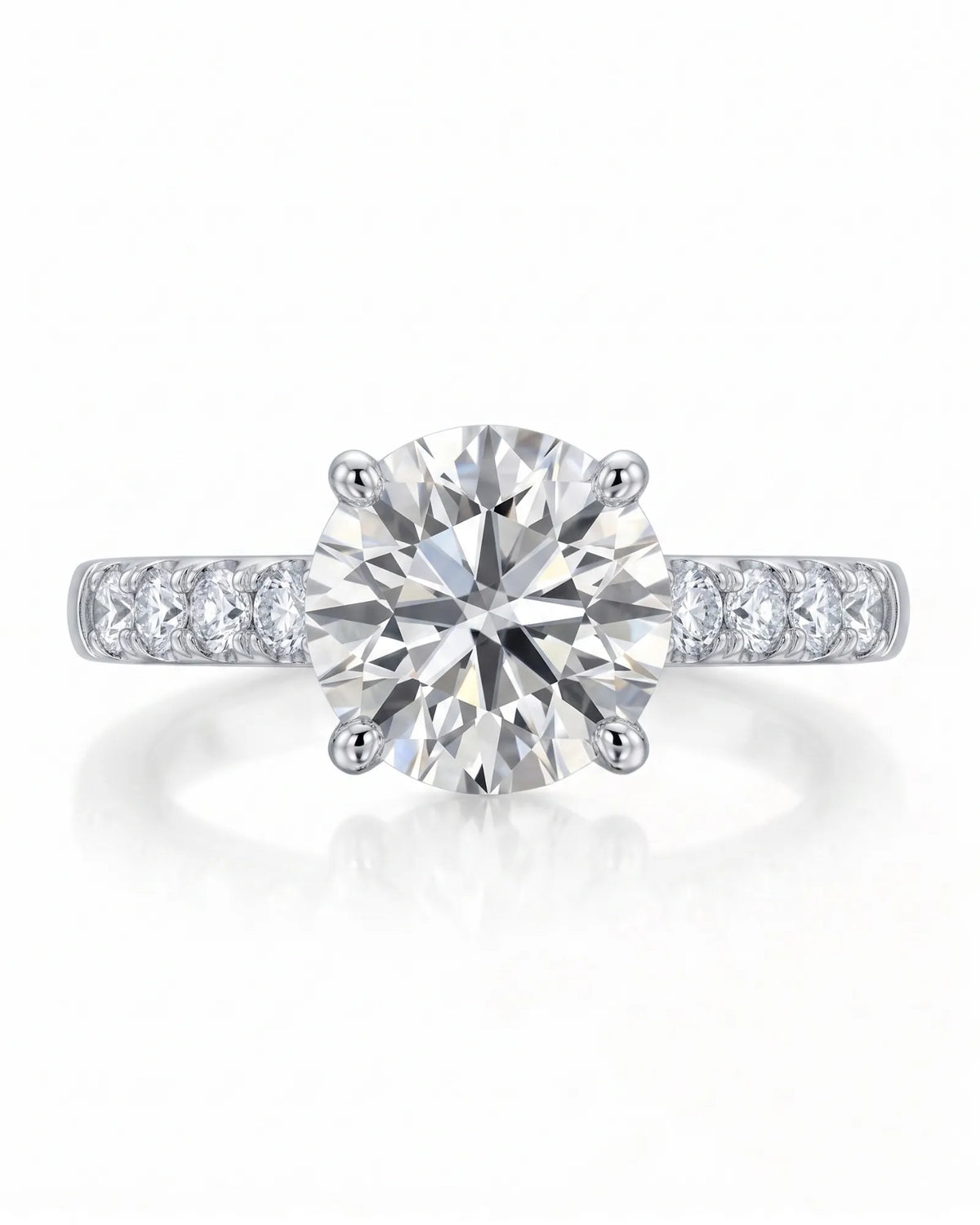 Jelena 1 carat F-colour oval natural diamond pavé solitaire ring in platinum, front view of oval centre and pavé shoulders | SARATTI