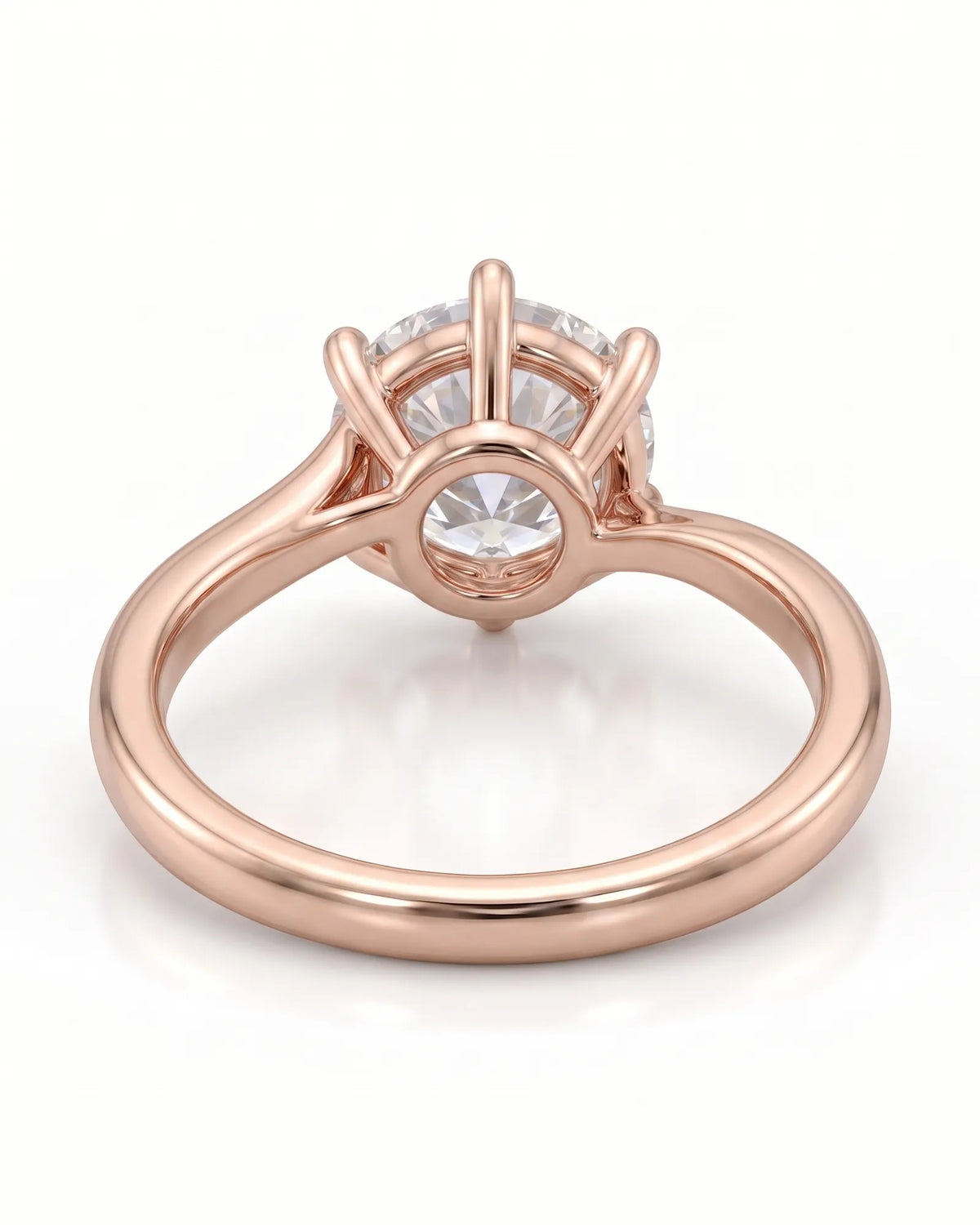 Kira lovely crown natural diamond ring in rose gold, crown basket rear view | SARATTI