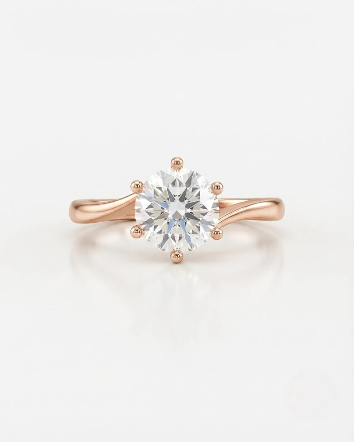 Kira lovely crown natural diamond ring in rose gold, front view | SARATTI