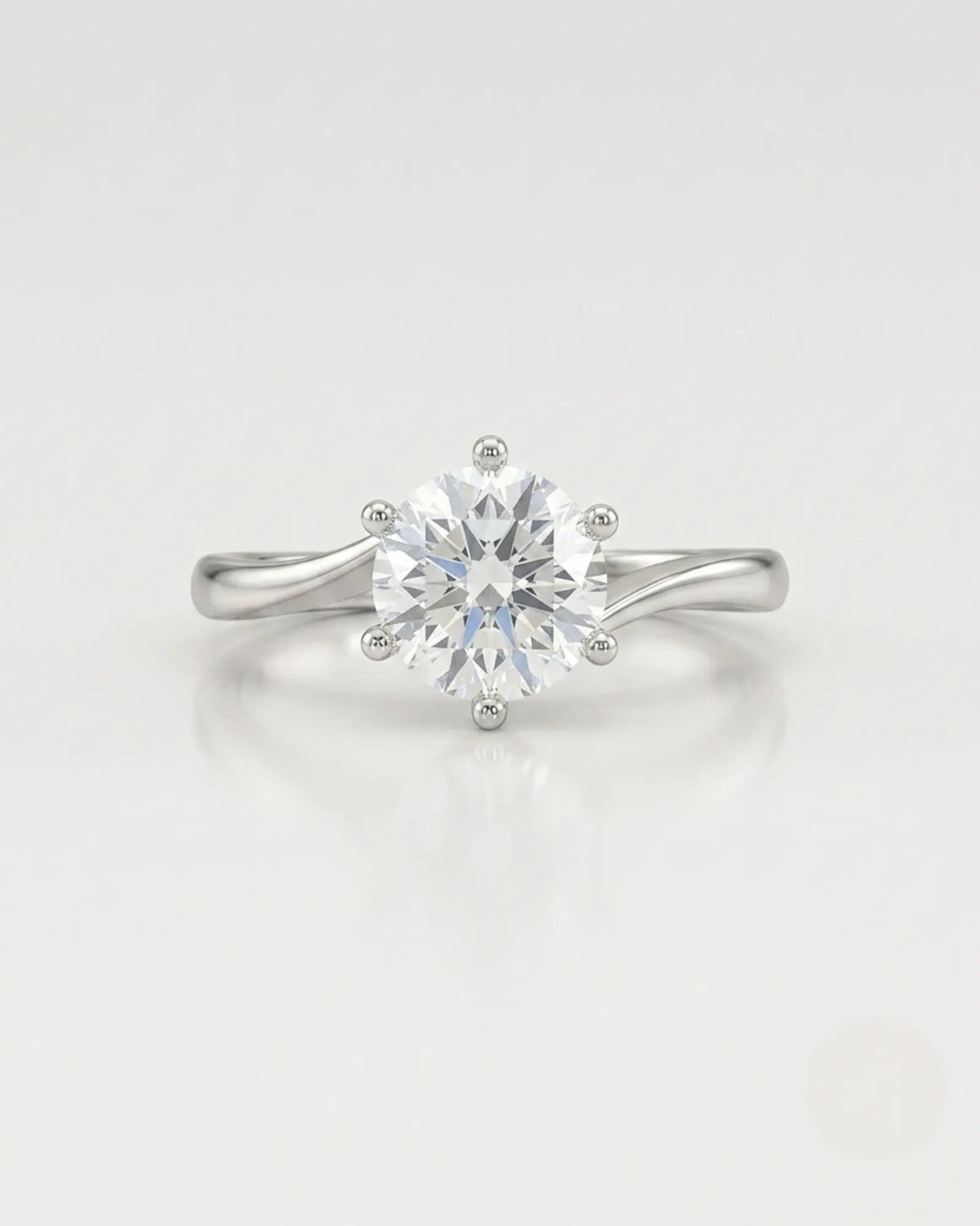 Kira lovely crown natural diamond ring in white gold, front view | SARATTI