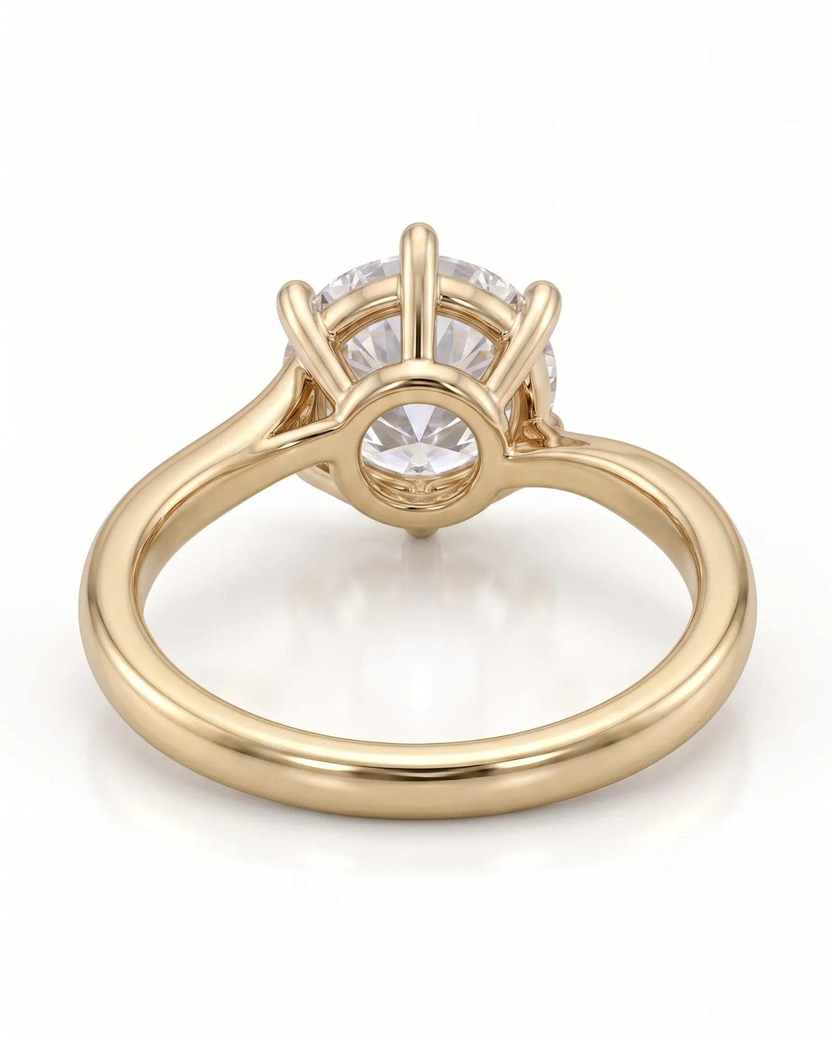 Kira lovely crown natural diamond ring in yellow gold, crown basket rear view | SARATTI