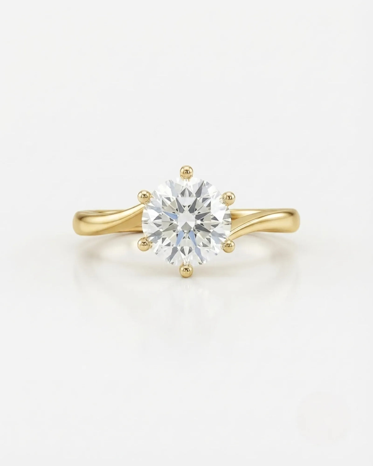 Kira lovely crown natural diamond ring in yellow gold, front view | SARATTI