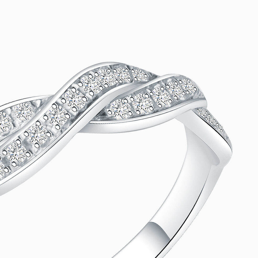 Twisted Shank Vintage Diamond Eternity Band in White Gold | Saratti