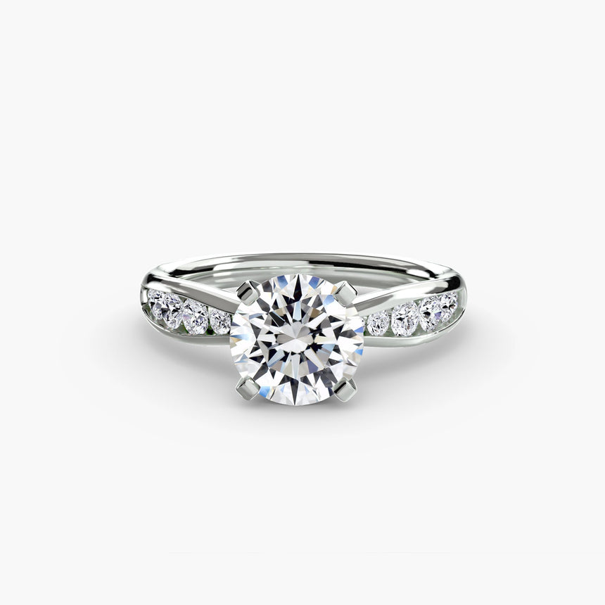 LUMIÈRE – Round Cut Diamond Band Solitaire Ring Setting in White Gold | SARATTI