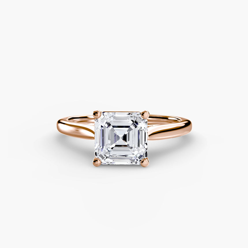 LYRA – Asscher Cut Twisted Shoulder Solitaire Ring Setting in Rose Gold | SARATTI