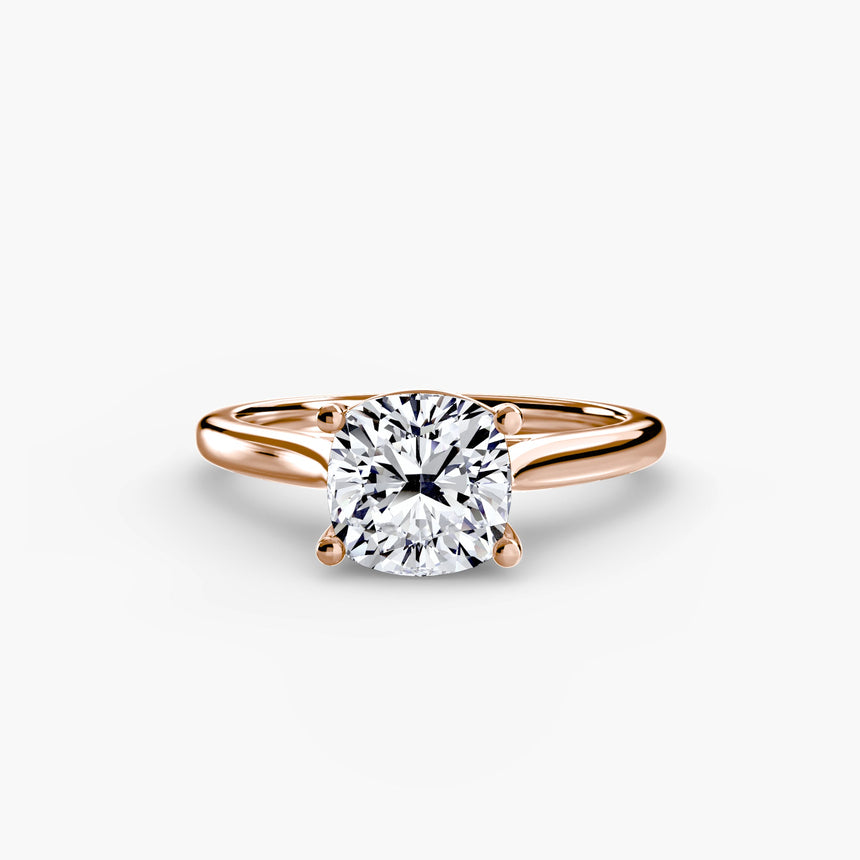 LYRA Cushion Cut twisted shoulder solitaire ring setting in Rose Gold | SARATTI