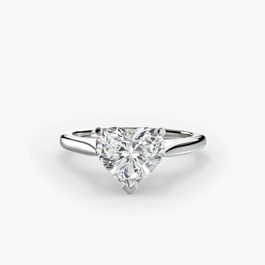 LYRA Heart Cut twisted shoulder solitaire ring setting in White Gold | SARATTI
