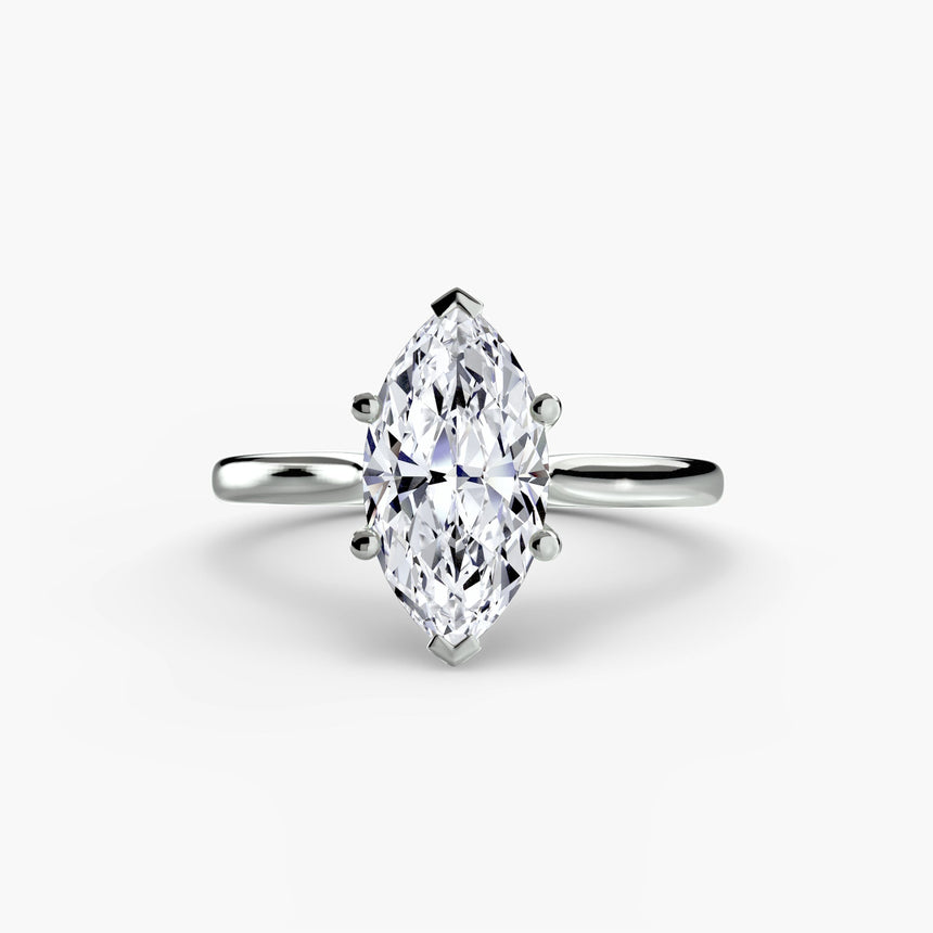 LYRA – Marquise Cut Twisted Shoulder Solitaire Ring Setting in 950 Platinum | SARATTI