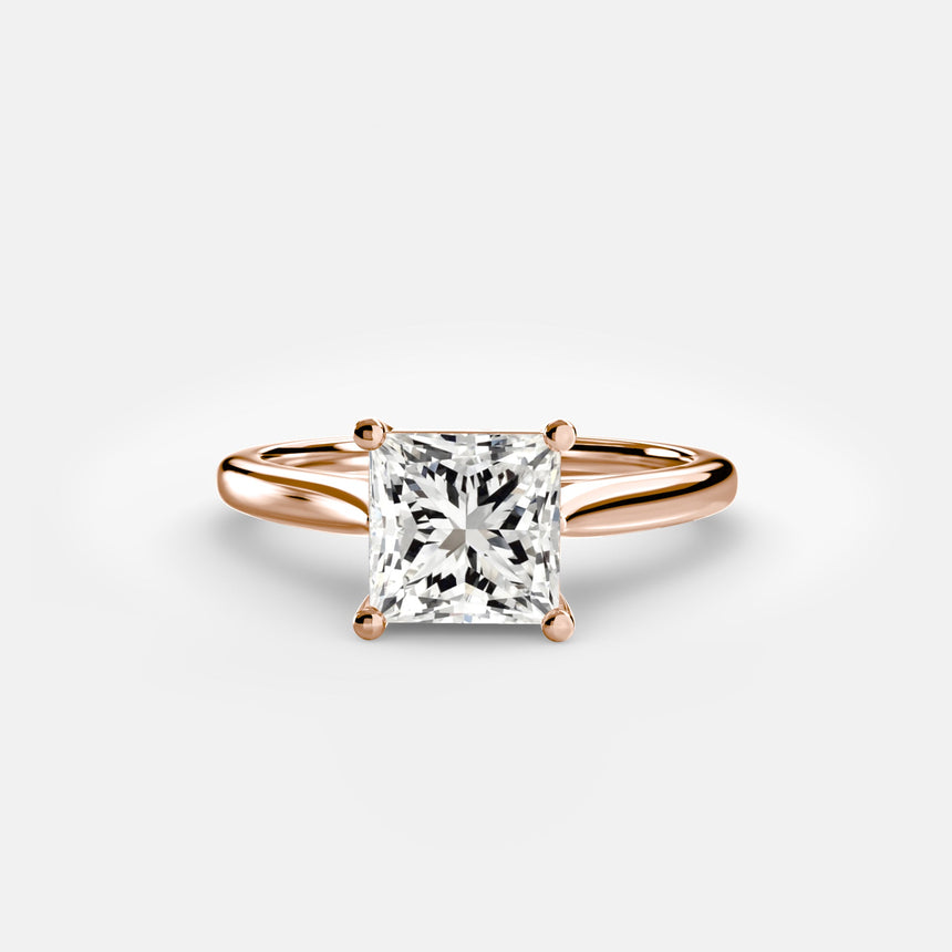 LYRA – Princess Cut Twisted Shoulder Solitaire Ring Setting in Rose Gold | SARATTI