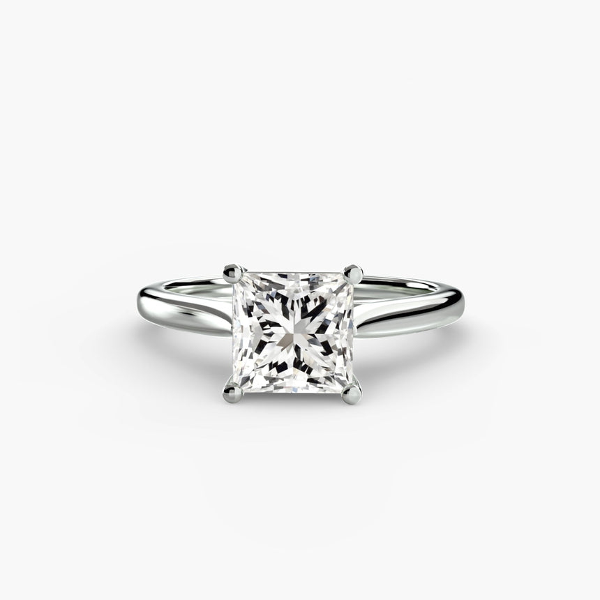 LYRA – Princess Cut Twisted Shoulder Solitaire Ring Setting in White Gold | SARATTI