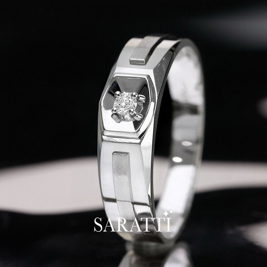 White Gold Six Paths Diamond  Ring for Men | Saratti