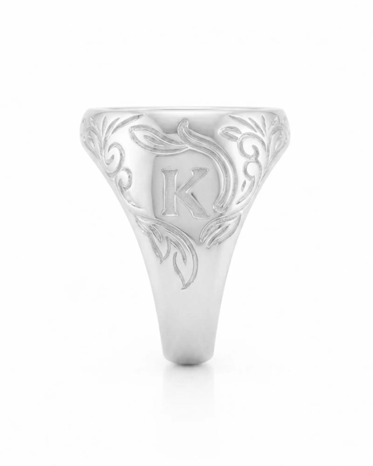 mens custom letter ring sterling silver monogram ring clean modern design | SARATTI