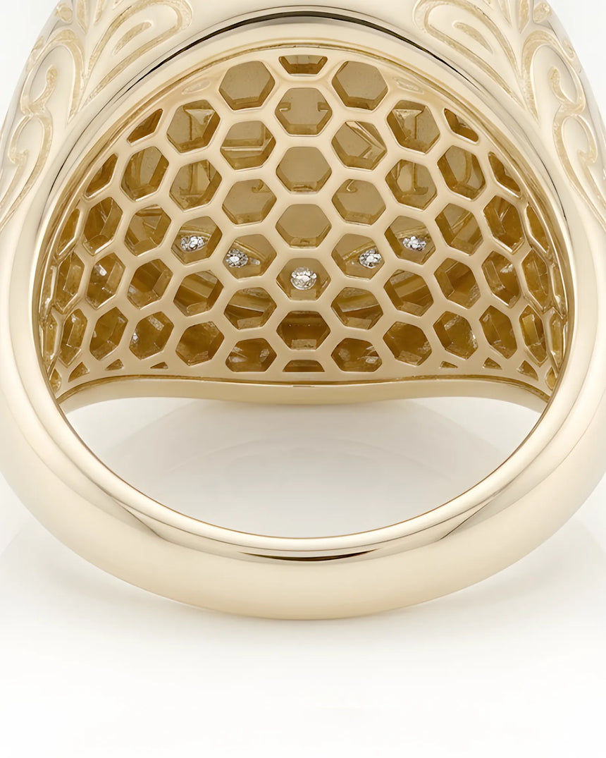 mens initial ring 18k yellow gold custom letter signet ring luxury gold ring for men | SARATTI