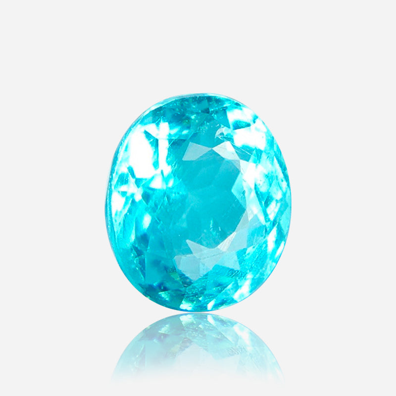 mozambique paraiba type tourmaline oval neon blue loose gemstone top view | SARATTI