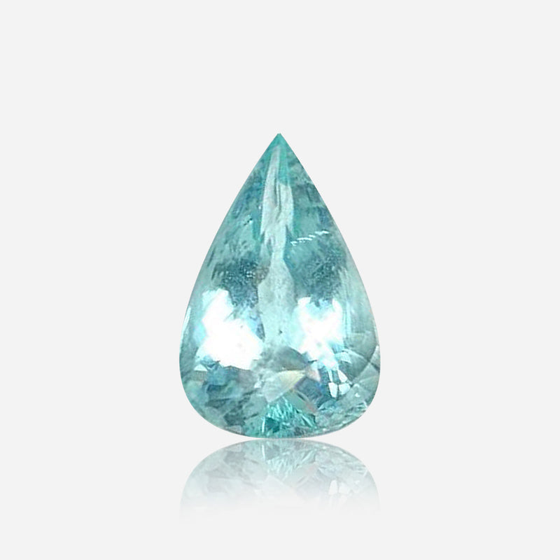 natural paraiba type tourmaline pear neon light blue loose gemstone top view | SARATTI