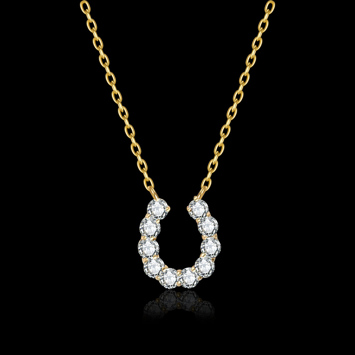 Fortune's Whisper Diamond Horseshoe Pendant