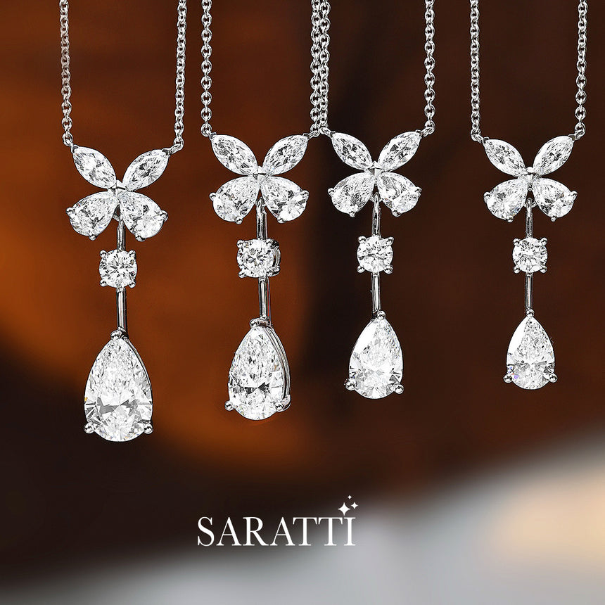 Elegant lab diamond dew-drop necklace | SARATTI
