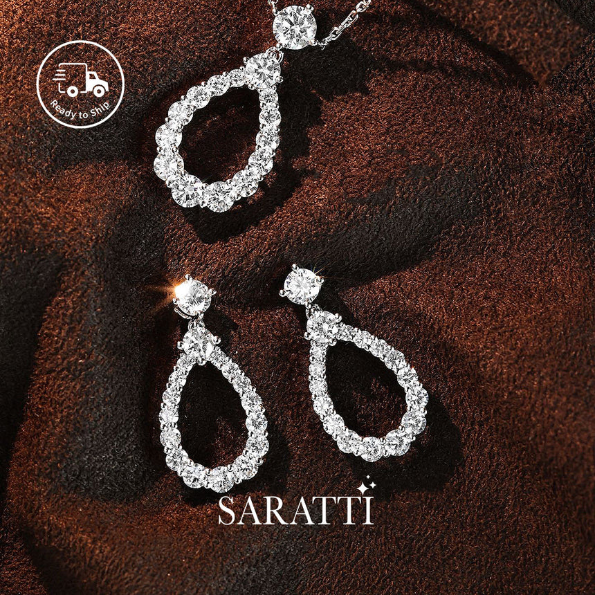 Lab diamond teardrop cascade earrings platinum | SARATTI