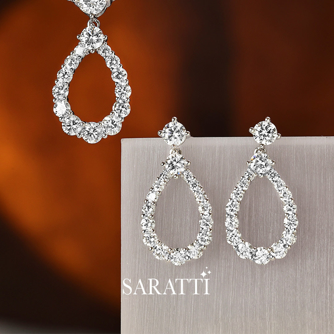 Round diamond dewdrop jewelry set | SARATTI