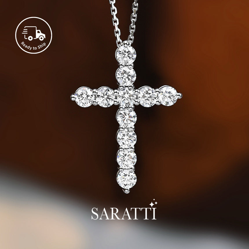 Grande Lueur Croix Platinum Lab Diamond Cross