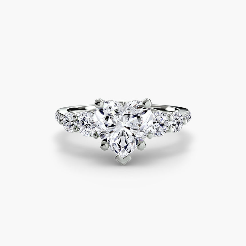 QUINTESSE Heart Cut Five-Stone Pavé Ring Setting in 950 Platinum | SARATTI