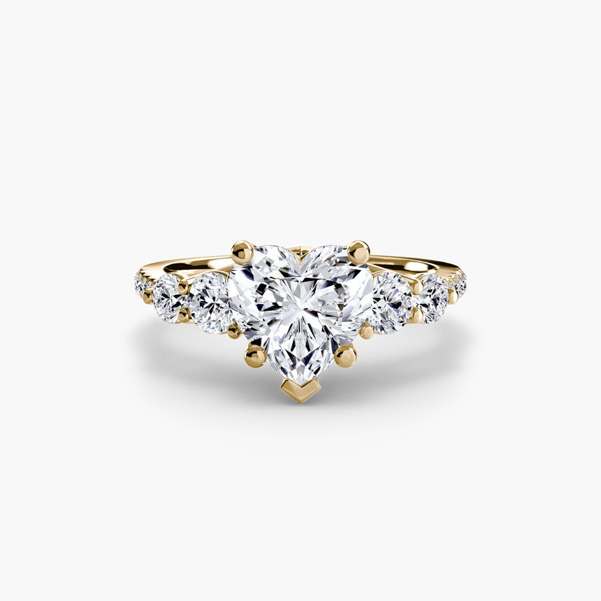 QUINTESSE Heart Cut Five-Stone Pavé Ring Setting in Yellow Gold | SARATTI