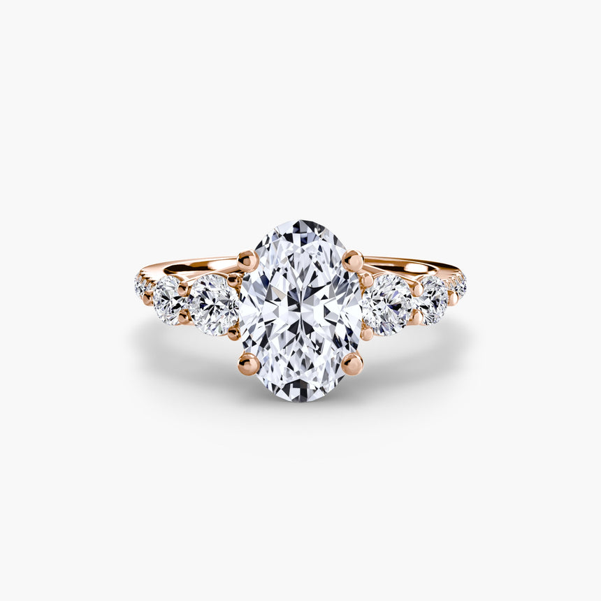QUINTESSE Oval Cut five-stone pavé ring setting in Rose Gold | SARATTI