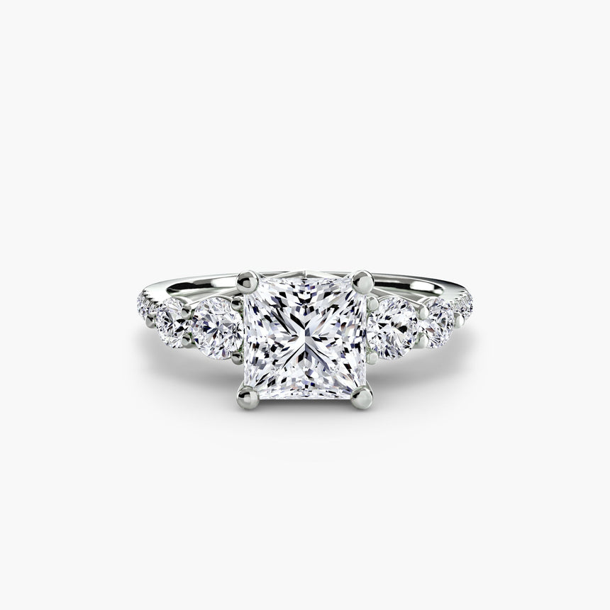QUINTESSE – Princess Cut Five-Stone Pavé Ring Setting in 950 Platinum | SARATTI