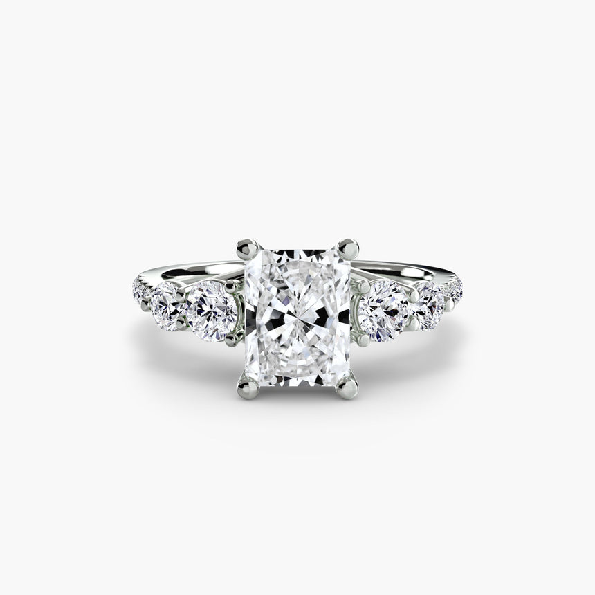 QUINTESSE Radiant Cut Five-Stone Pavé Ring Setting in 950 Platinum | SARATTI