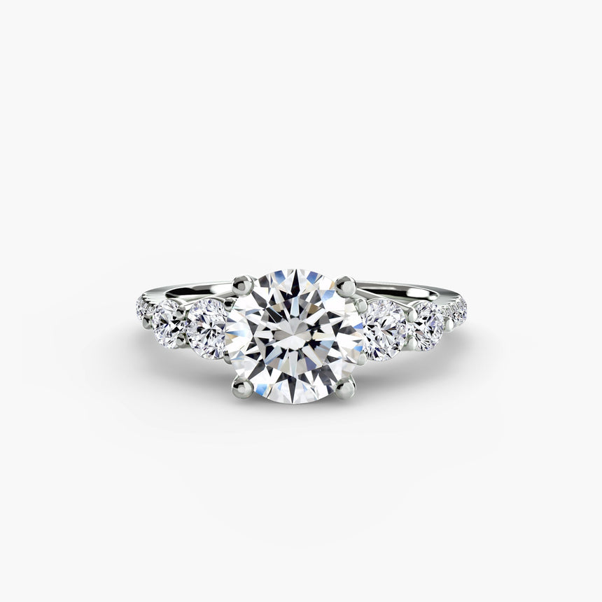 QUINTESSE – Round Cut Five-Stone Pavé Ring Setting in White Gold | SARATTI