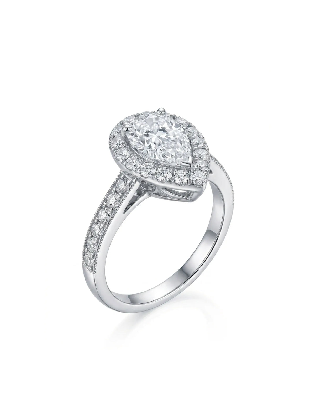 ROSE – Natural Pear-Shaped Diamond Halo Ring