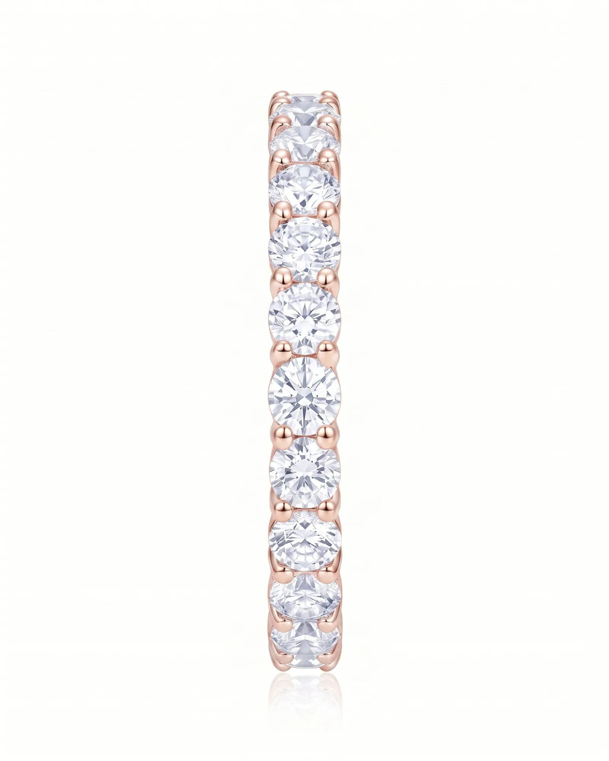 18K rose gold round diamond half eternity band with a continuous line of brilliant-cut diamonds | SARATTI