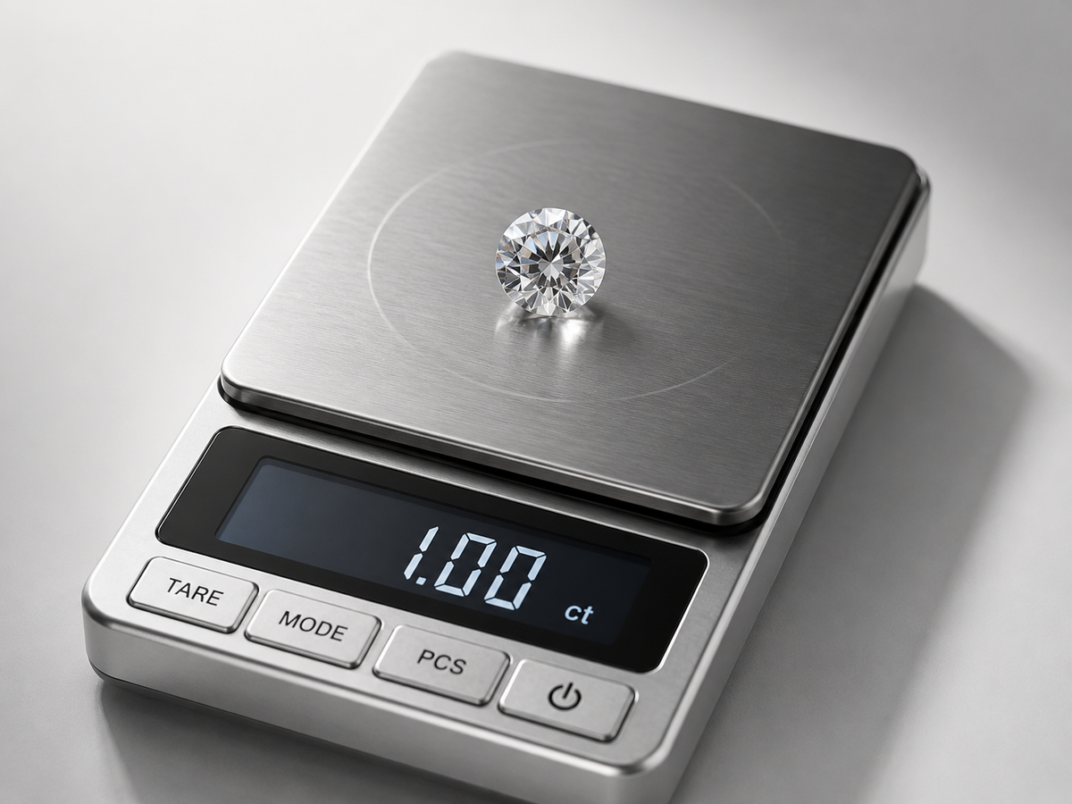 Diamond carat weight guide educational illustration by — SARATTI
