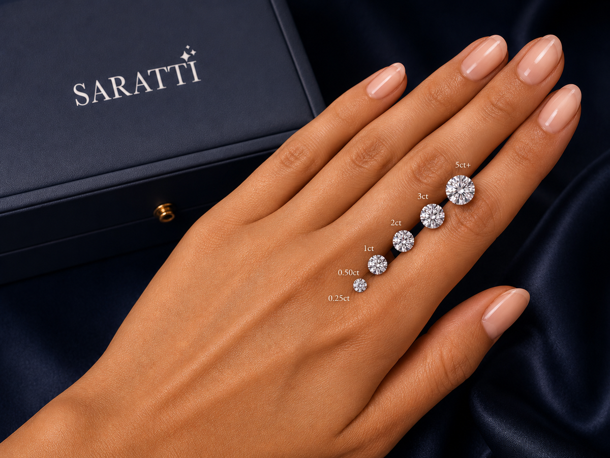 Diamond carat weight guide educational illustration by — SARATTI
