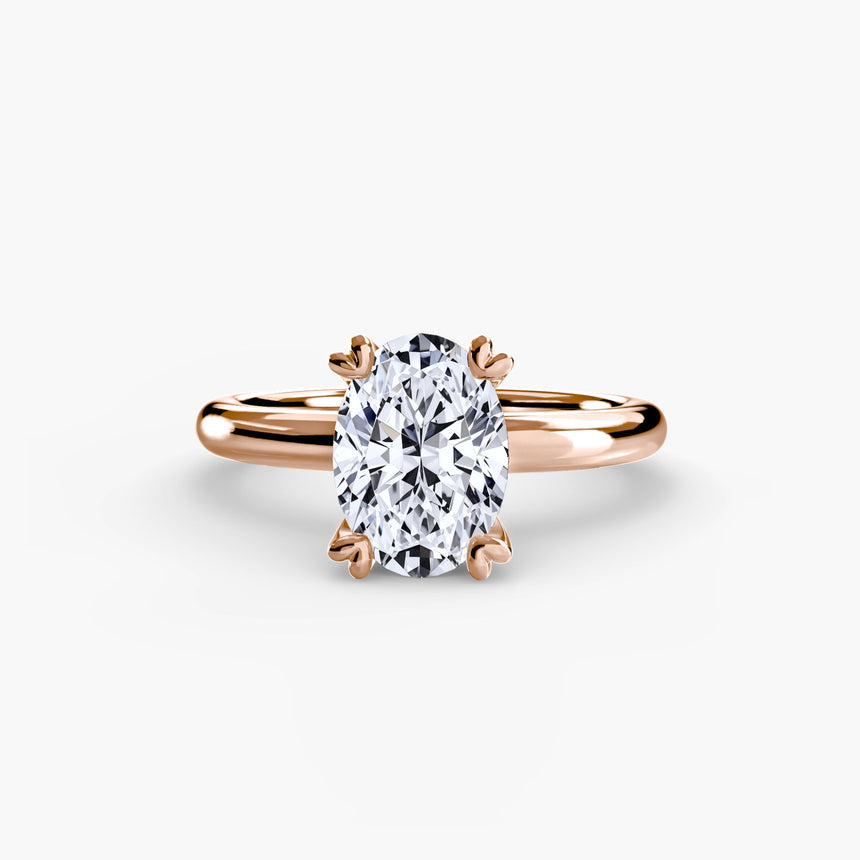 VERA Oval Cut heart-prong solitaire ring setting in Rose Gold | SARATTI