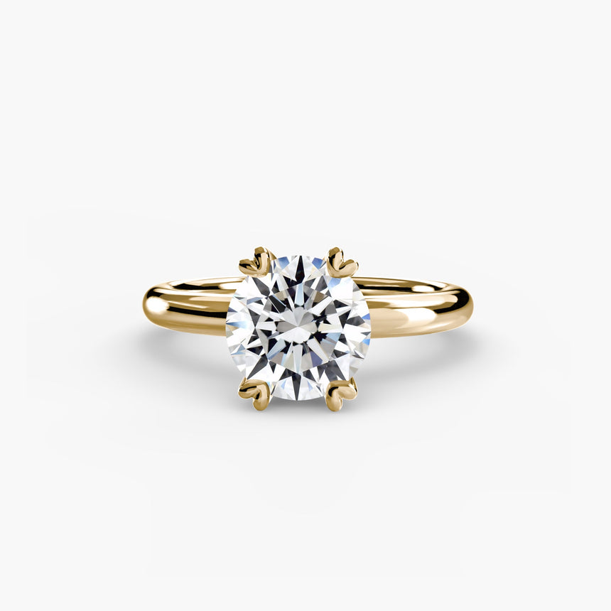 VERA – Round Cut Heart-Prong Solitaire Ring Setting in Yellow Gold | SARATTI