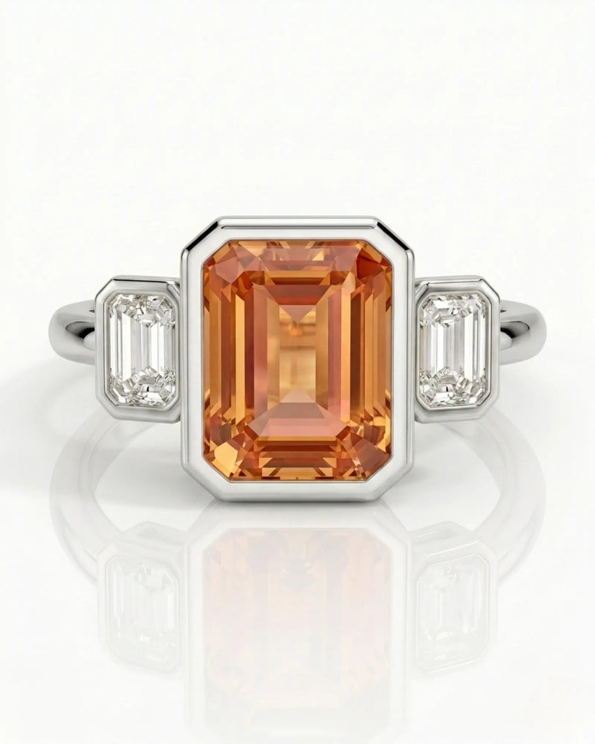 white gold Build My Ring Imperial Topaz setting with diamonds - SARATTI