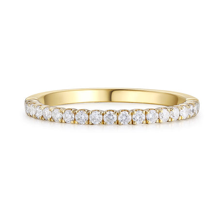 Thin Wedding Bands in Yellow Gold with Diamonds Custom Made | Modern Gem Jewelry | Saratti